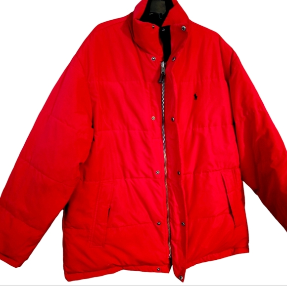 Vintage Polo Ralph Lauren 2 IN 1 Puffer Down Reversible Jacket Red/Black XL - Picture 5 of 16